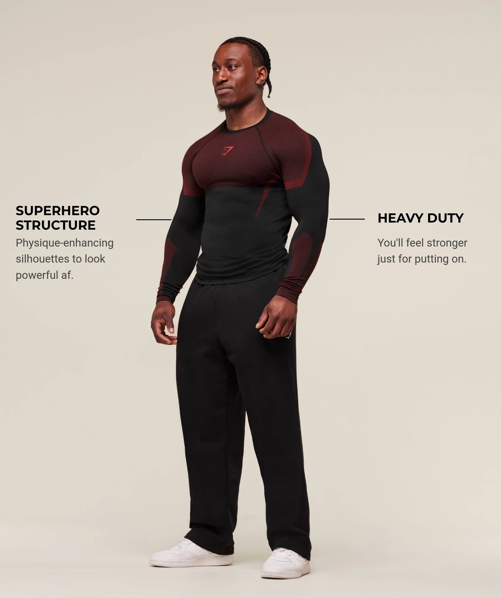 Outfit Gymshark Onyx 5.0 Seamless Long Sleeve T-shirt Black/Carmine Red