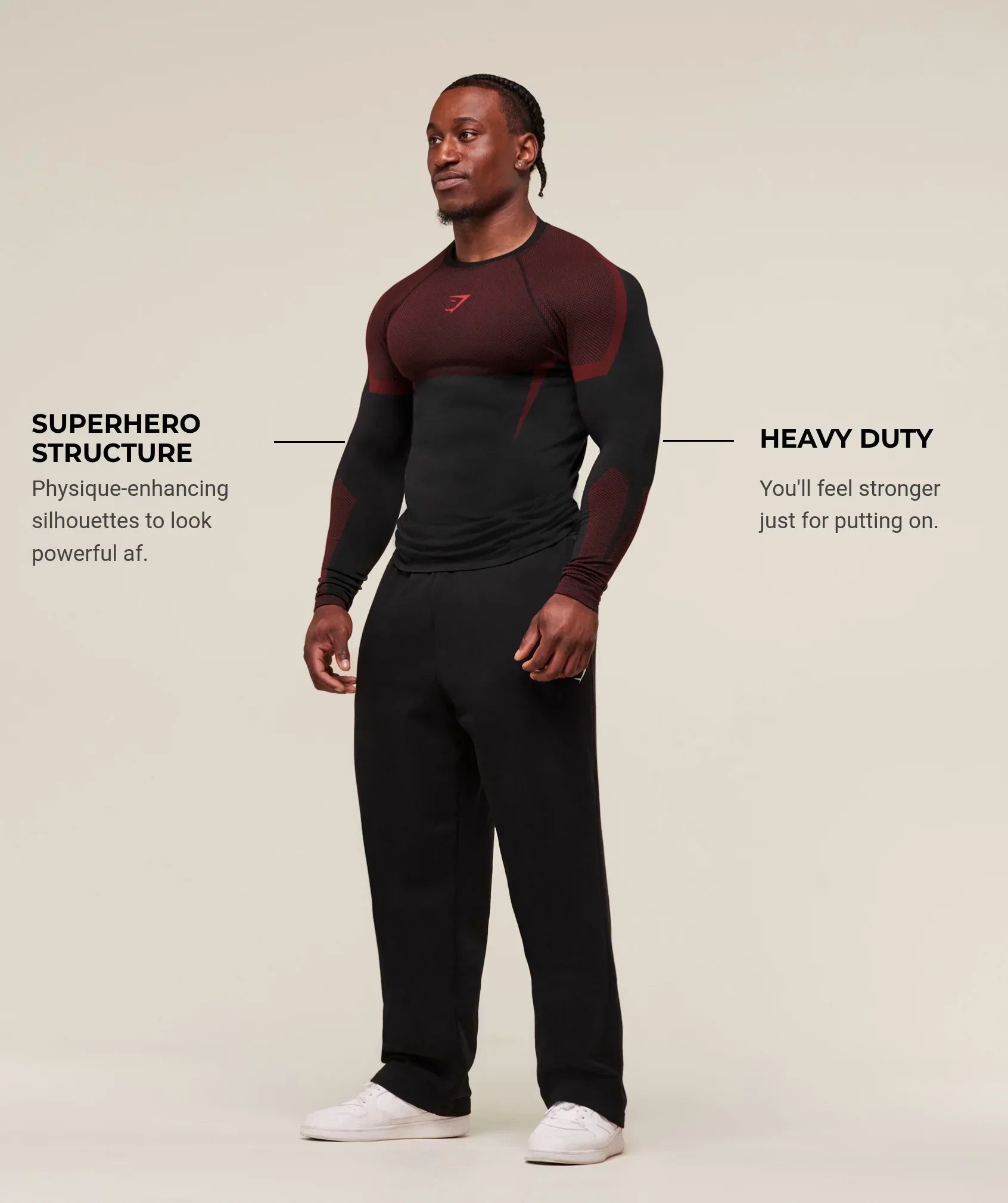 Outfit Gymshark Onyx 5.0 Seamless Long Sleeve T-shirt Black/Carmine Red