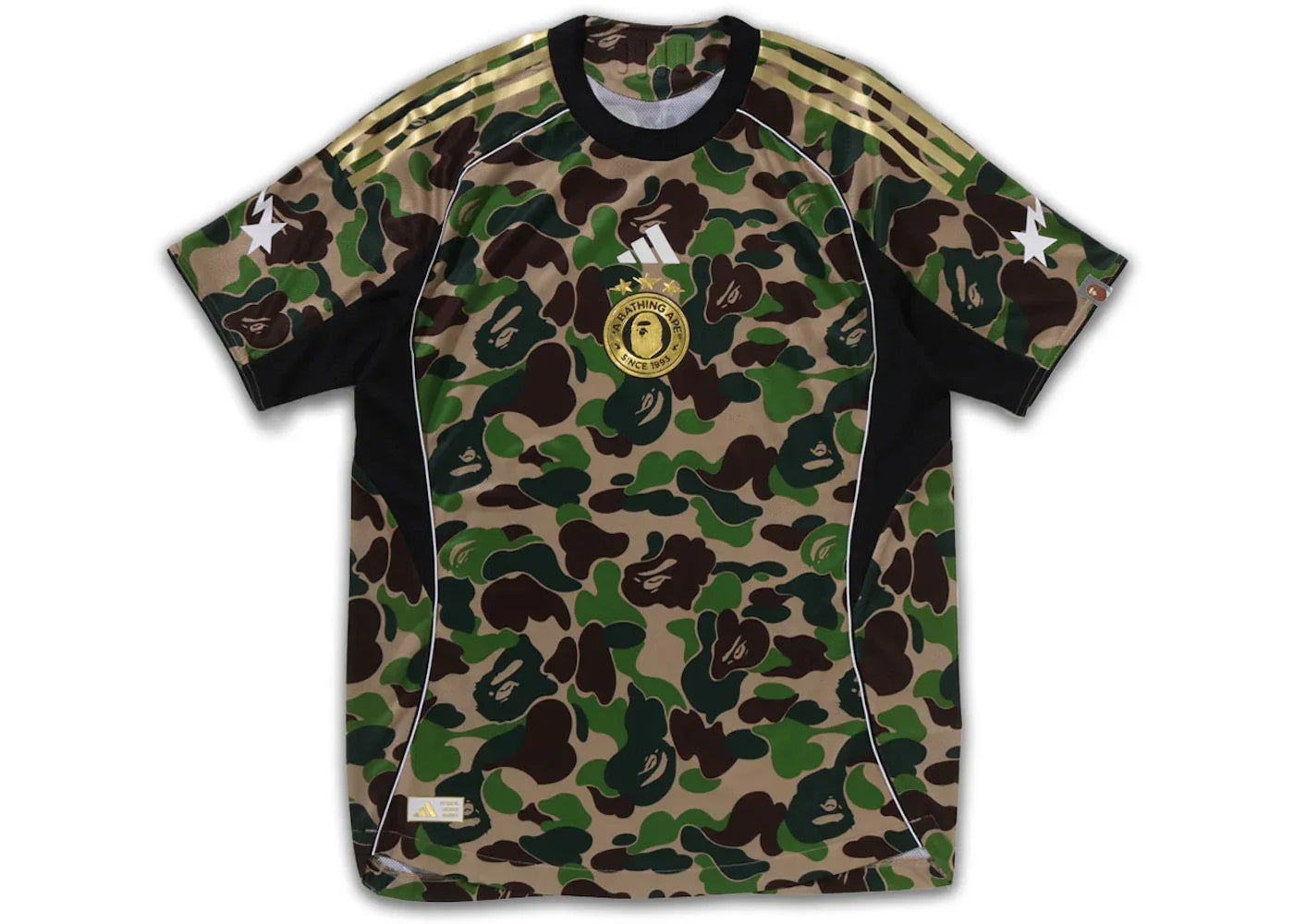 adidas x BAPE Football Graphic Slim Jersey T-shirt Green -1