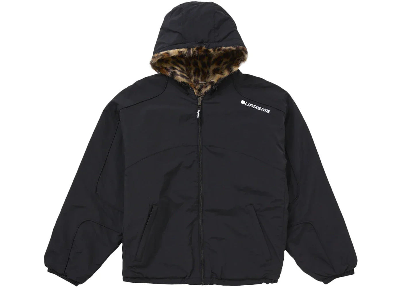 Supreme Faux Fur Reversible Hooded Track Jacket Black -1