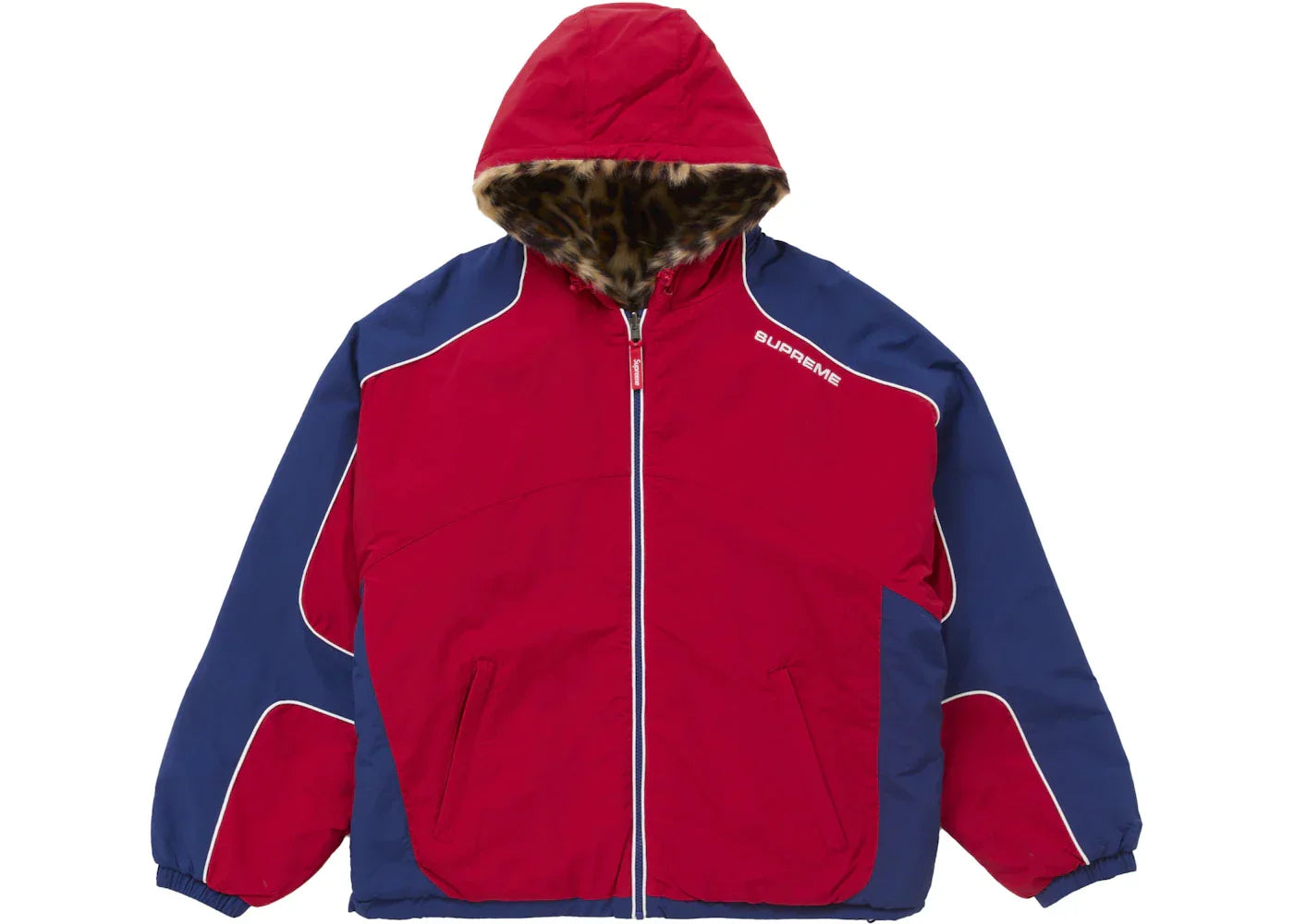 Supreme Faux Fur Reversible Hooded Track Jacket Red -1