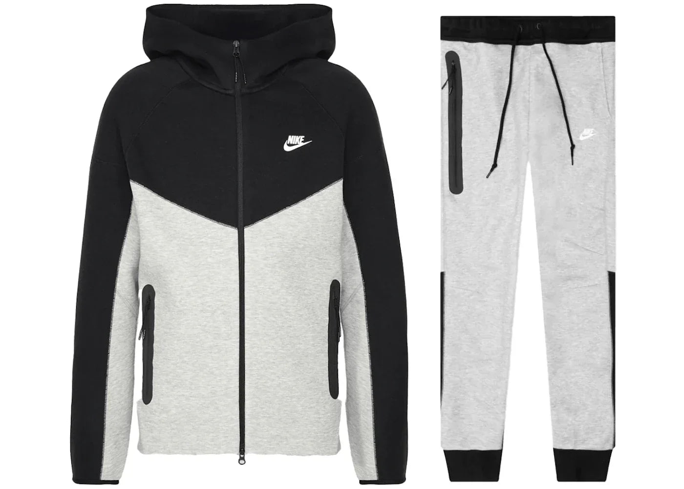 Nike Sportswear Tech Fleece Windrunner Full Zip Hoodie & Joggers Set Dark Grey Heather/Black/White -1