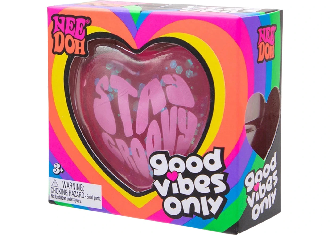 NeeDoh Good Vibes Only Squishy Fidget Toy Pink (Text on Heart May Vary) -1