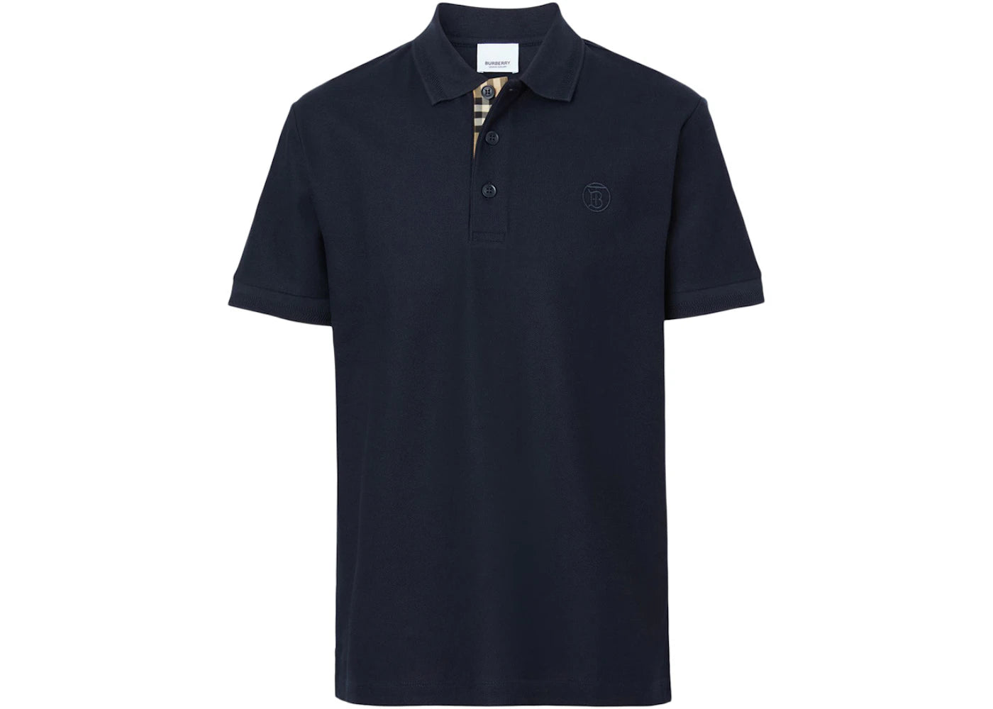 Burberry Monogram Motif Cotton Pique Polo Caol Blue/Archive Beige -1