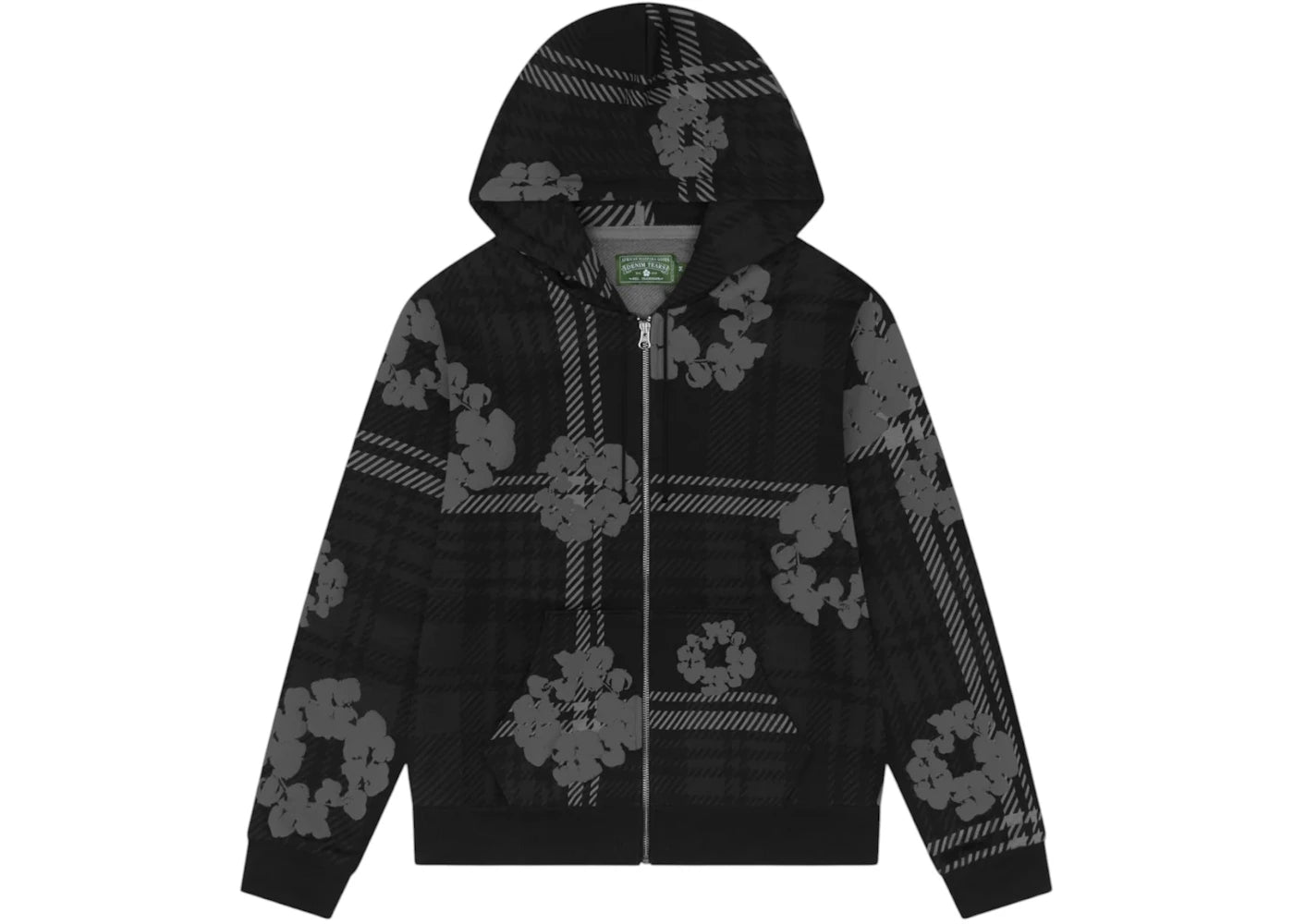 Denim Tears Plaid Cotton Wreath Zip Hoodie Black -1