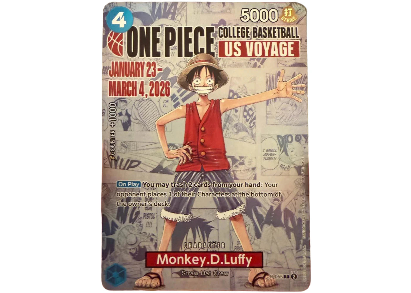 Monkey.D.Luffy 2026 Bandai One Piece College Basketball US Voyage (Ungraded) -1
