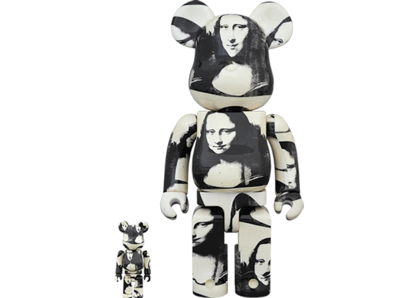 Bearbrick Andy Warhol "Double Mona Lisa" 100% & 400% Set White/Black -1