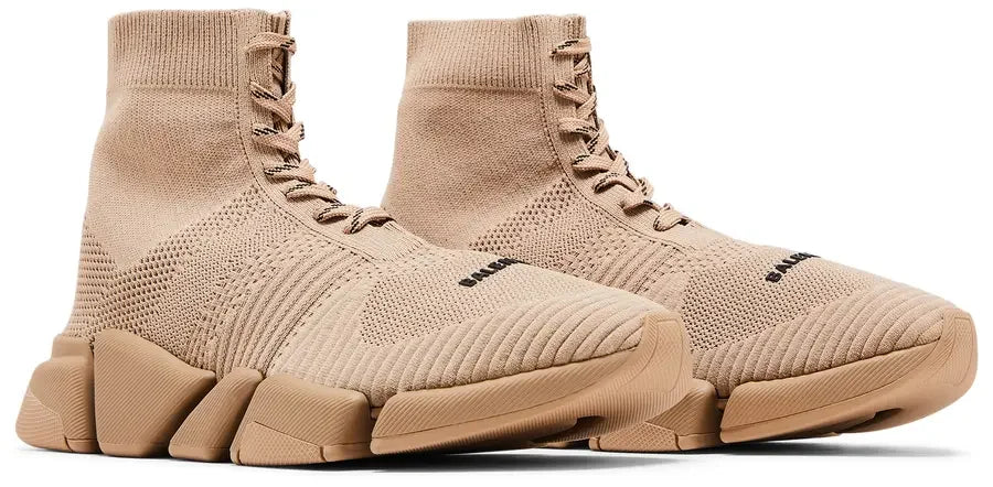 Pair Balenciaga Speed 2.0 Lace Up Beige