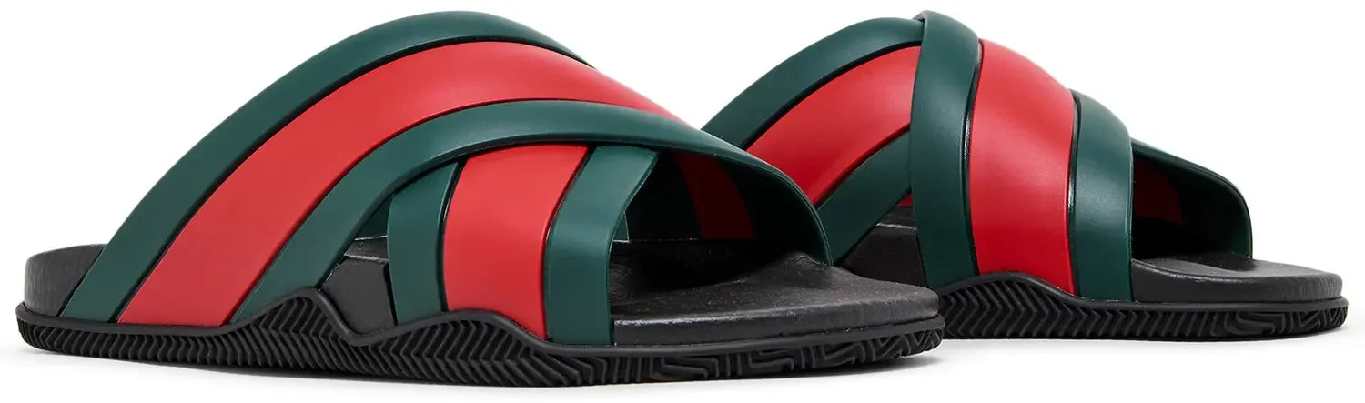 Pair Gucci Web Slide Black Rubber (W)