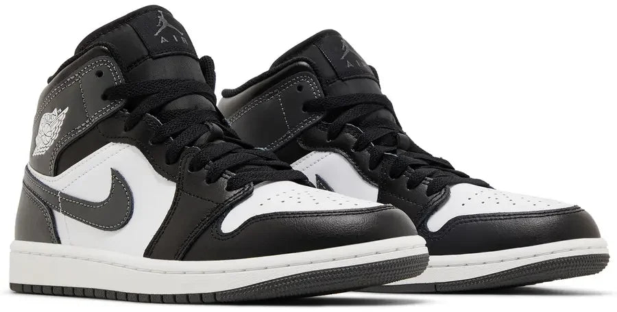 Pair Jordan 1 Mid Black White Iron Grey