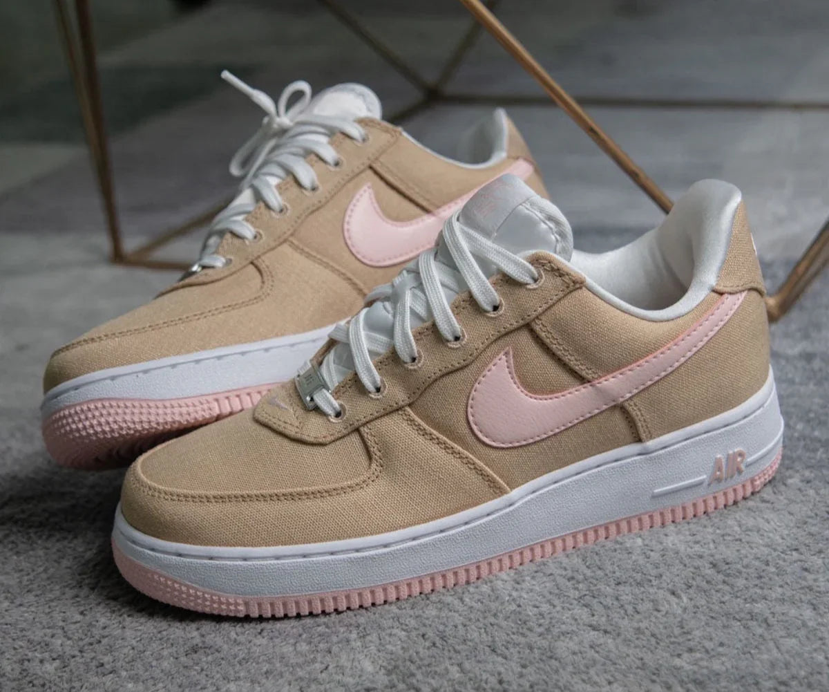 Pair Nike Air Force 1 Low Linen Canvas