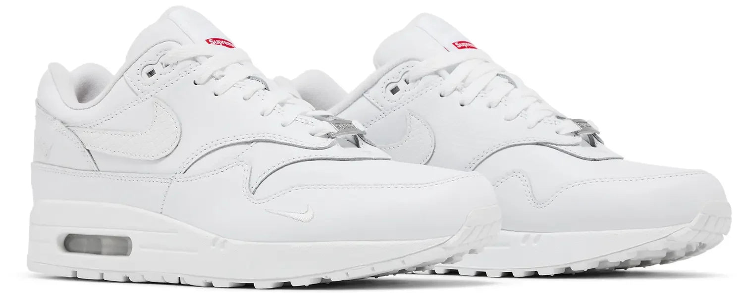 Pair Nike Air Max 1 '87 SP Supreme Triple White