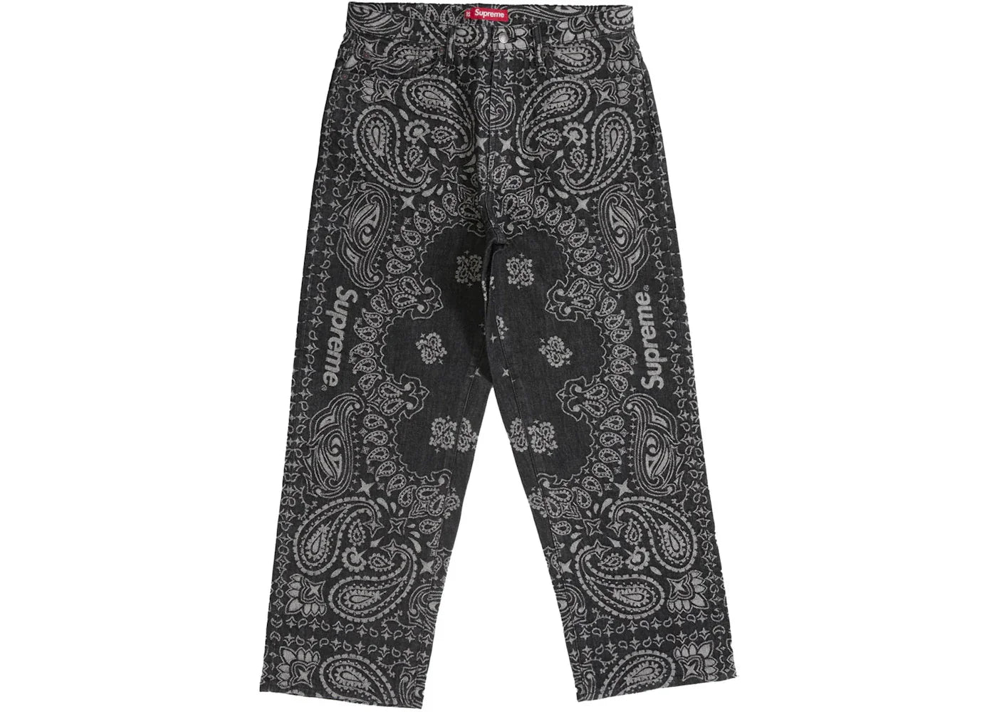 Supreme Bandana Jacquard Baggy Jean Black -1