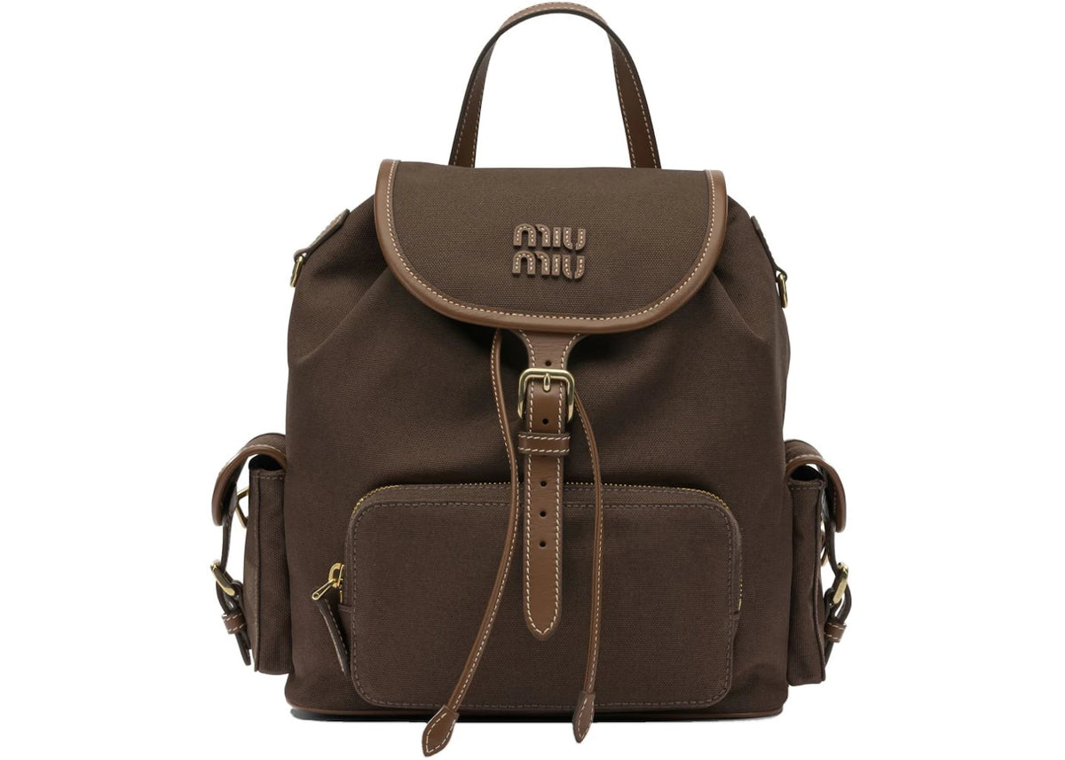 Miu Miu Canvas Backpack Cacao Brandy -1