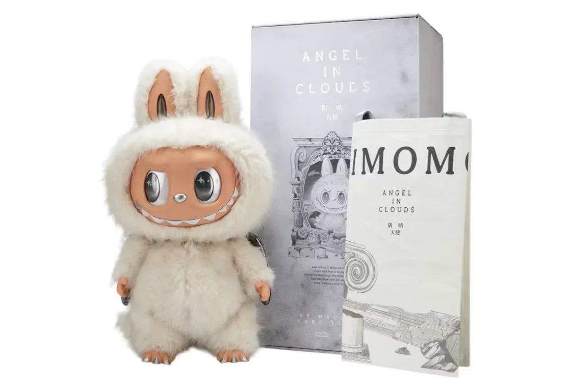 Pop Mart The Monsters Labubu Zimomo Angel in Clouds Figure + Tote Bag