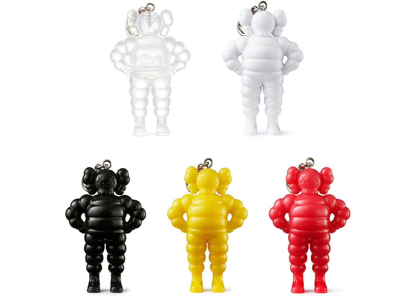 KAWS Tokyo First Chum Keychain Clear/White/Black/Yellow/Pink Set (2021) -1