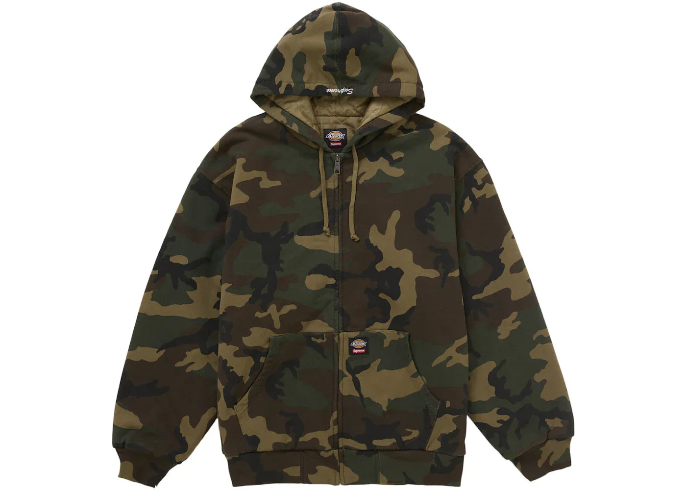 Supreme Dickies Quilted Lined Zip Up Hooded Sweatshirt (FW25) Woodland Camo -1