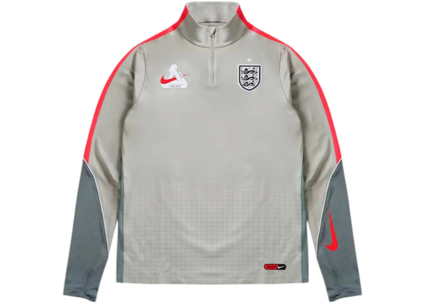 Palace x Nike England Dri-FIT Strike Drill Top Pewter Grey/Cool Grey/Bright Crimson -1