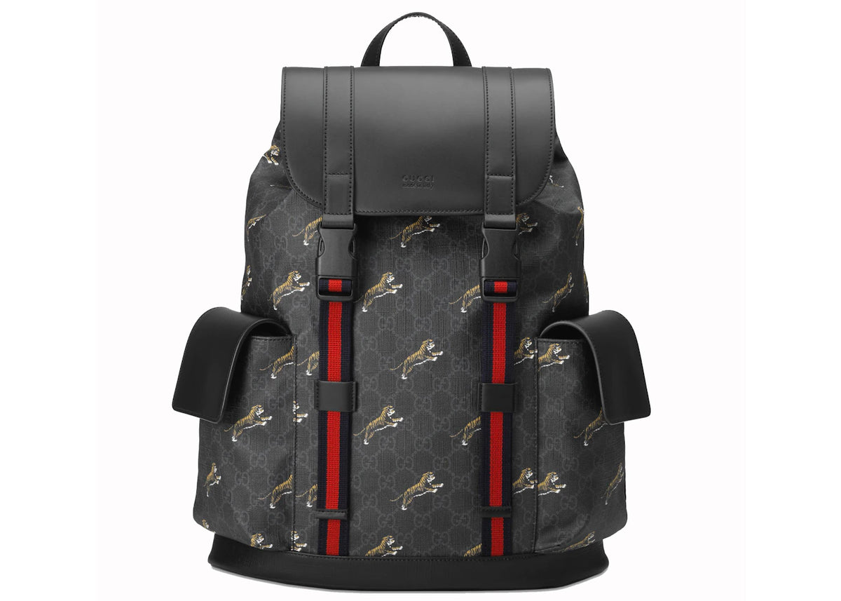 Gucci Bestiary Backpack GG Supreme Tigers Black/Grey -1