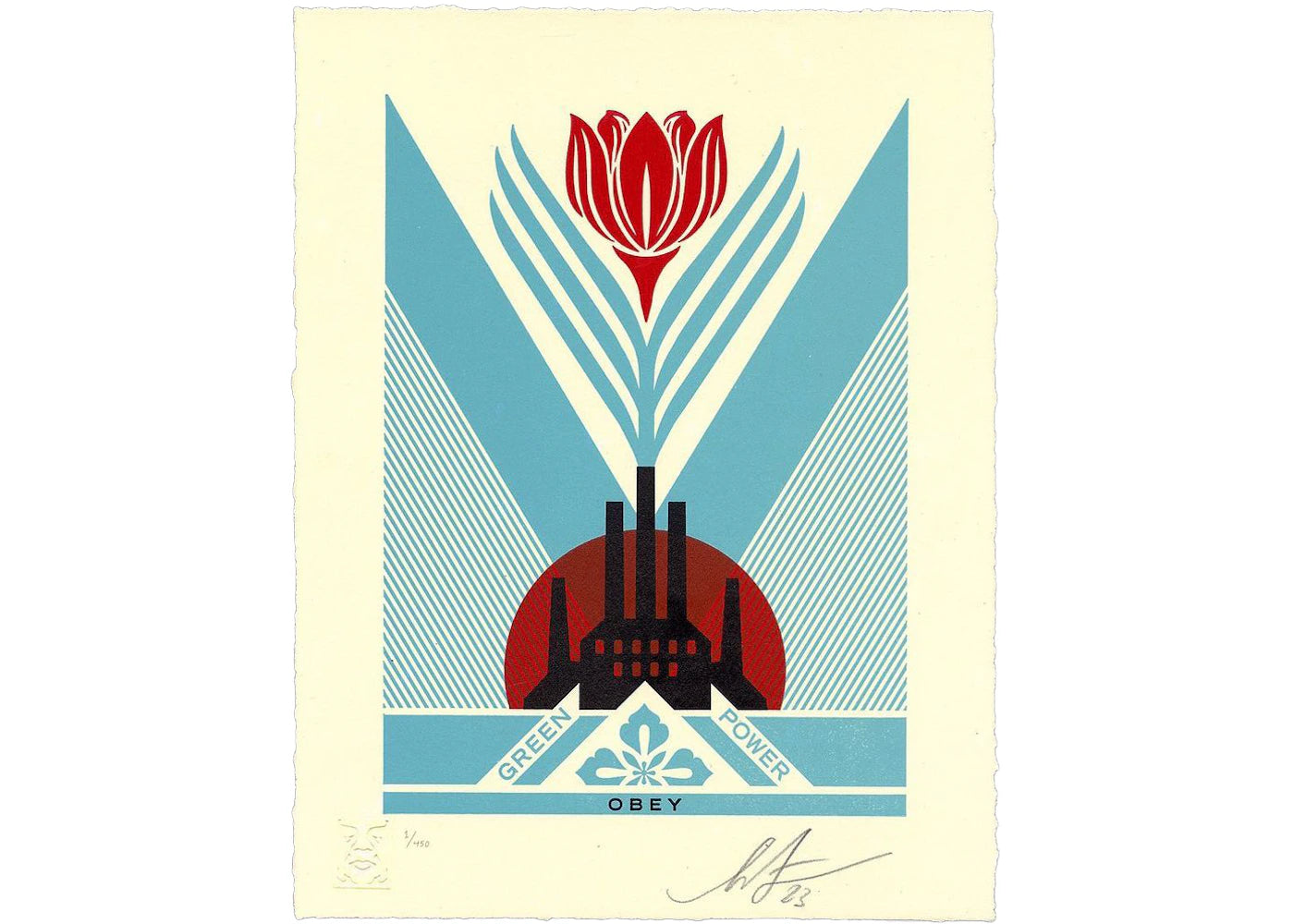 Shepard Fairey Green Power Factory Letterpress Print (Signed, Edition of 450) -1
