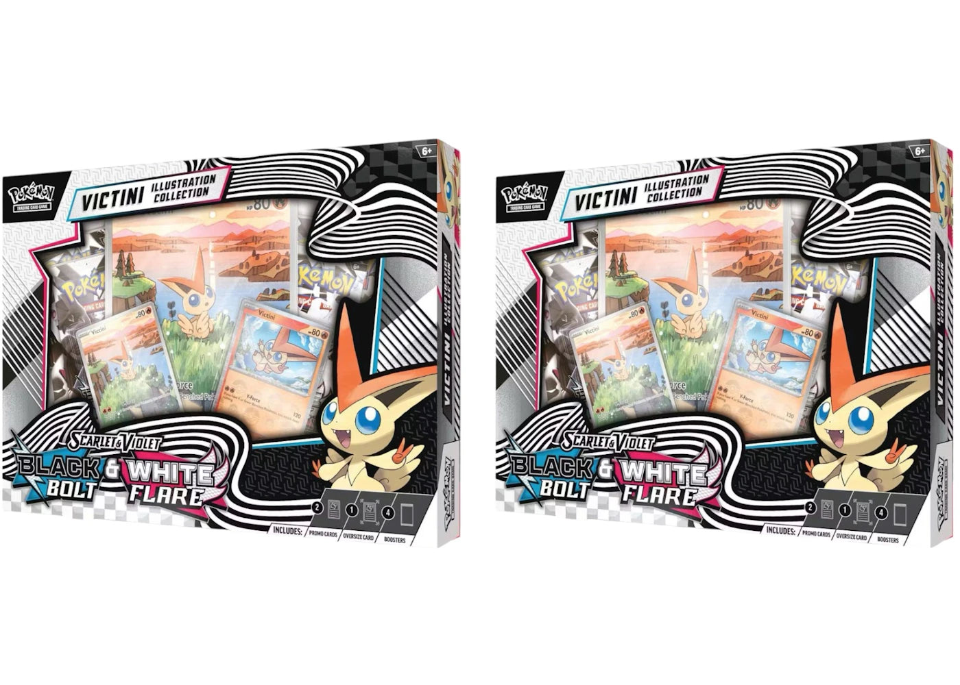 2025 Pokémon Scarlet & Violet Black Bolt/White Flare Unova Victini Illustration Poster Collection Box 2x Lot -1