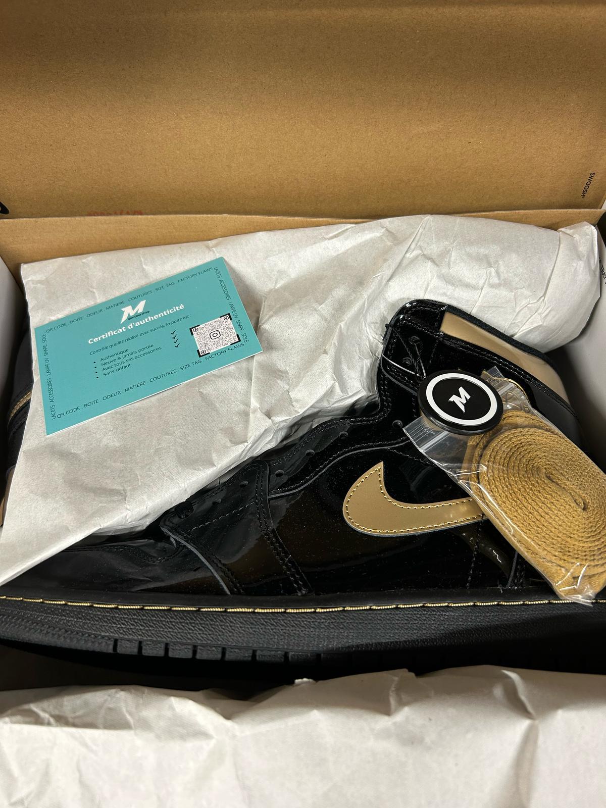 Real Air Jordan 1 High Black Metallic Gold