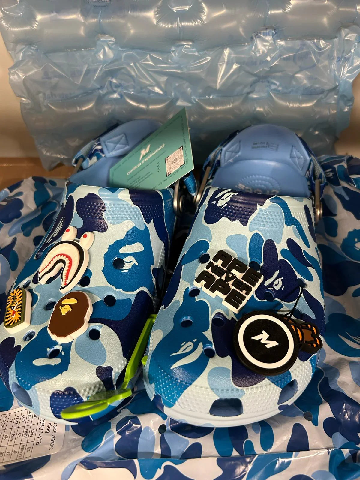 Real Crocs Classic Clog A Bathing Ape ABC Camo Blue