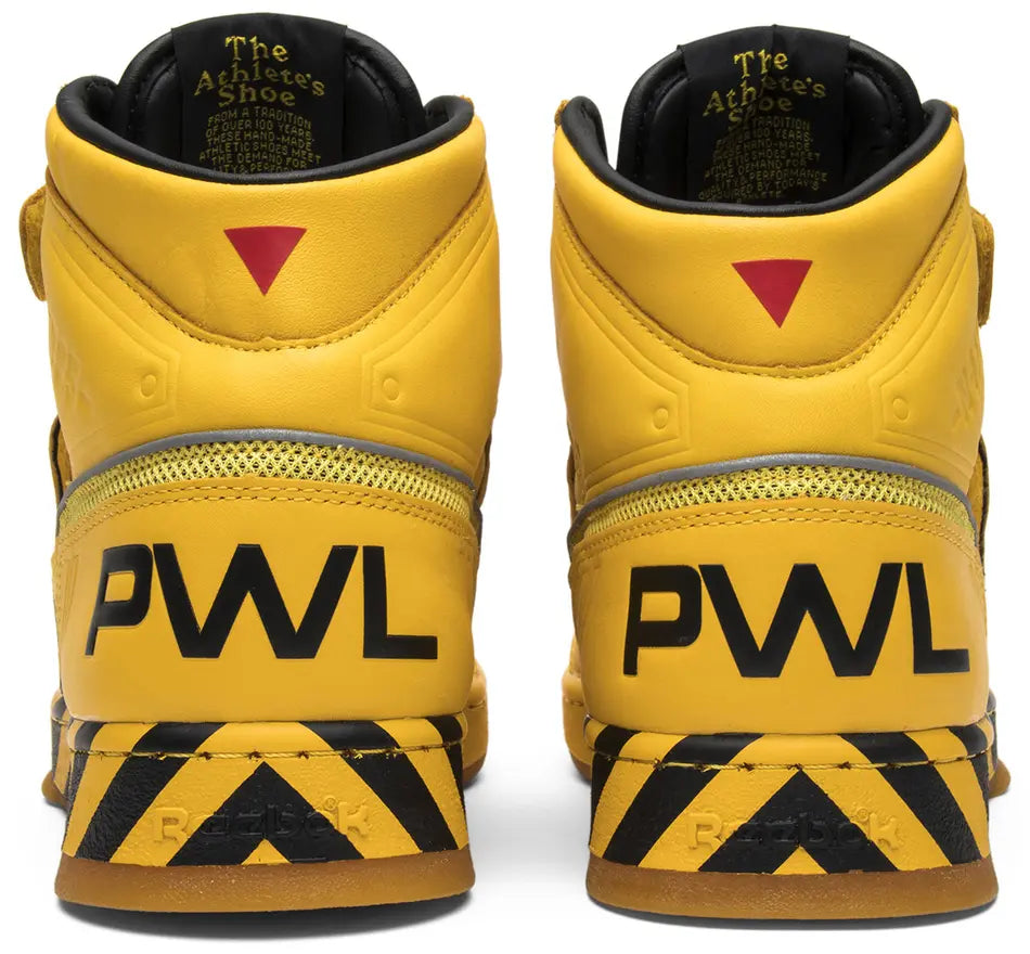 Reebok Alien Stomper Mid Power Loader Yellow heel counter
