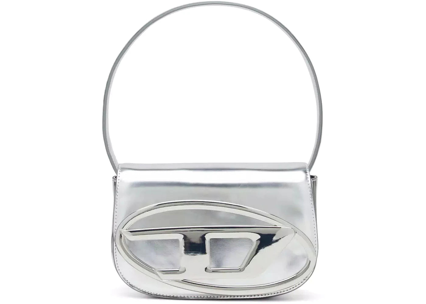 Diesel 1DR Shoulder Bag Mirrored Leather Silver -1