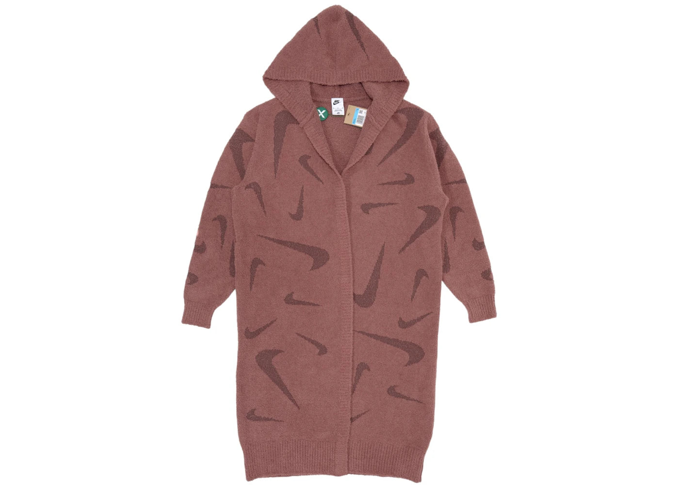 Nike Sportswear Women's Phoenix Cozy Boucle Long Knit Cardigan Mauve -1