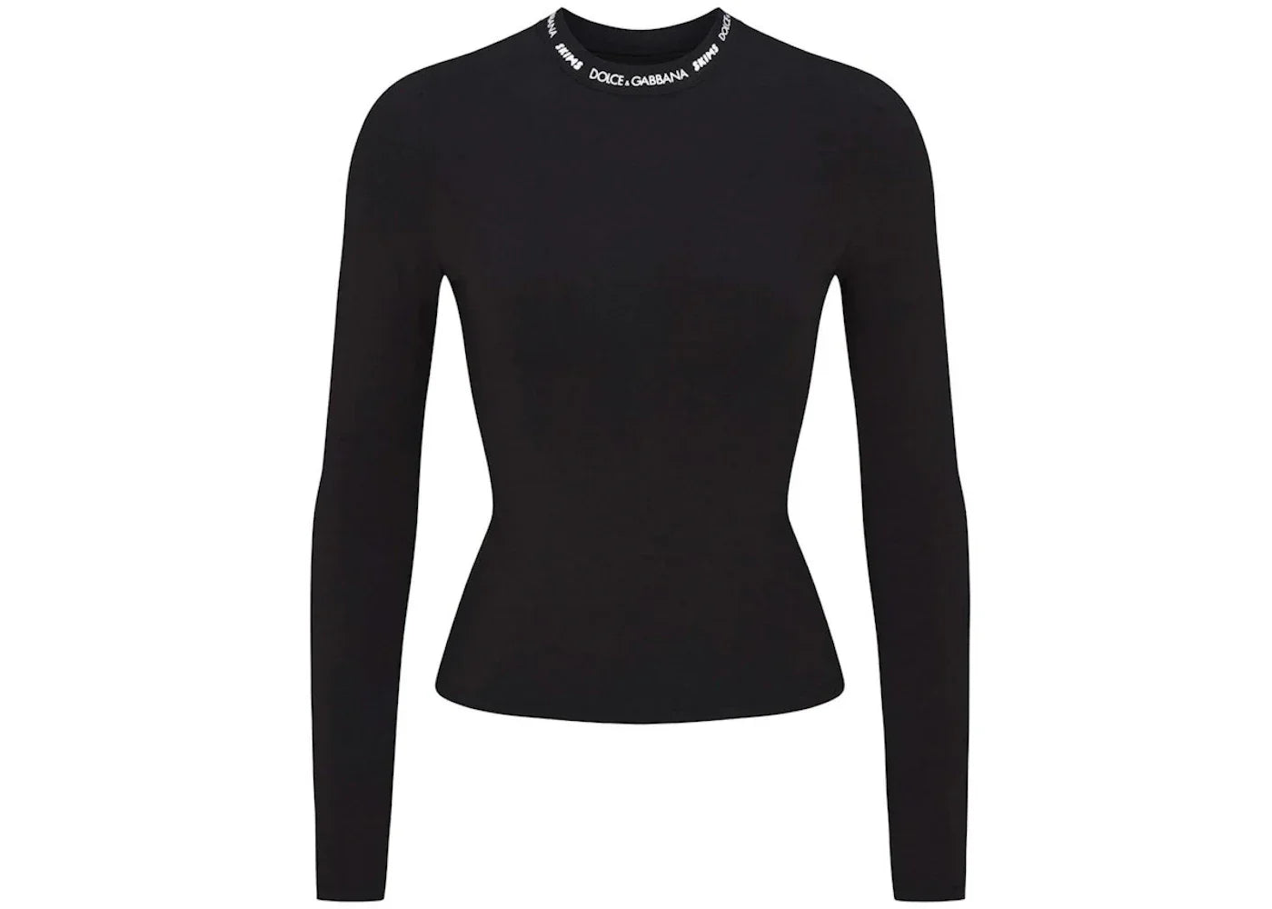 SKIMS x Dolce&Gabbana Cotton Jersey Long Sleeve T-Shirt Onyx