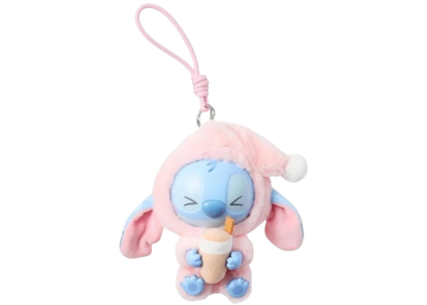 Miniso Top Toy Disney Stitch Eating Something Before Sleep Milk Tea Desire Plush Keychain -1