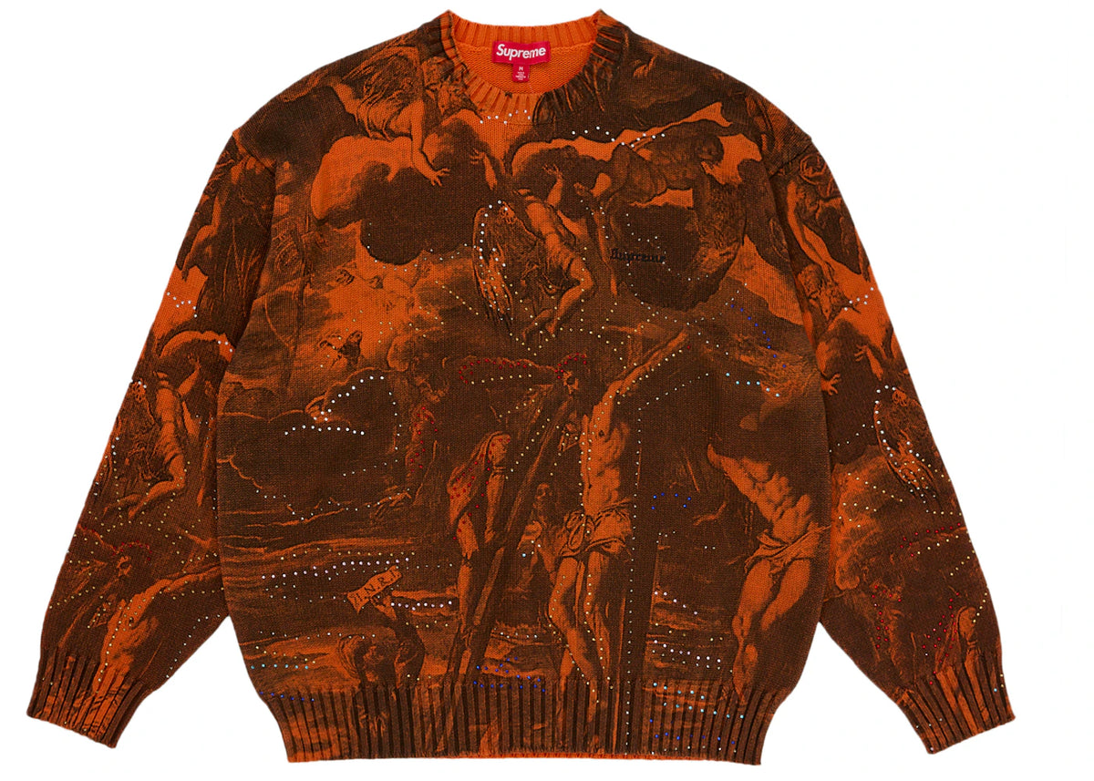 Supreme Crucifixion Sweater Orange -1
