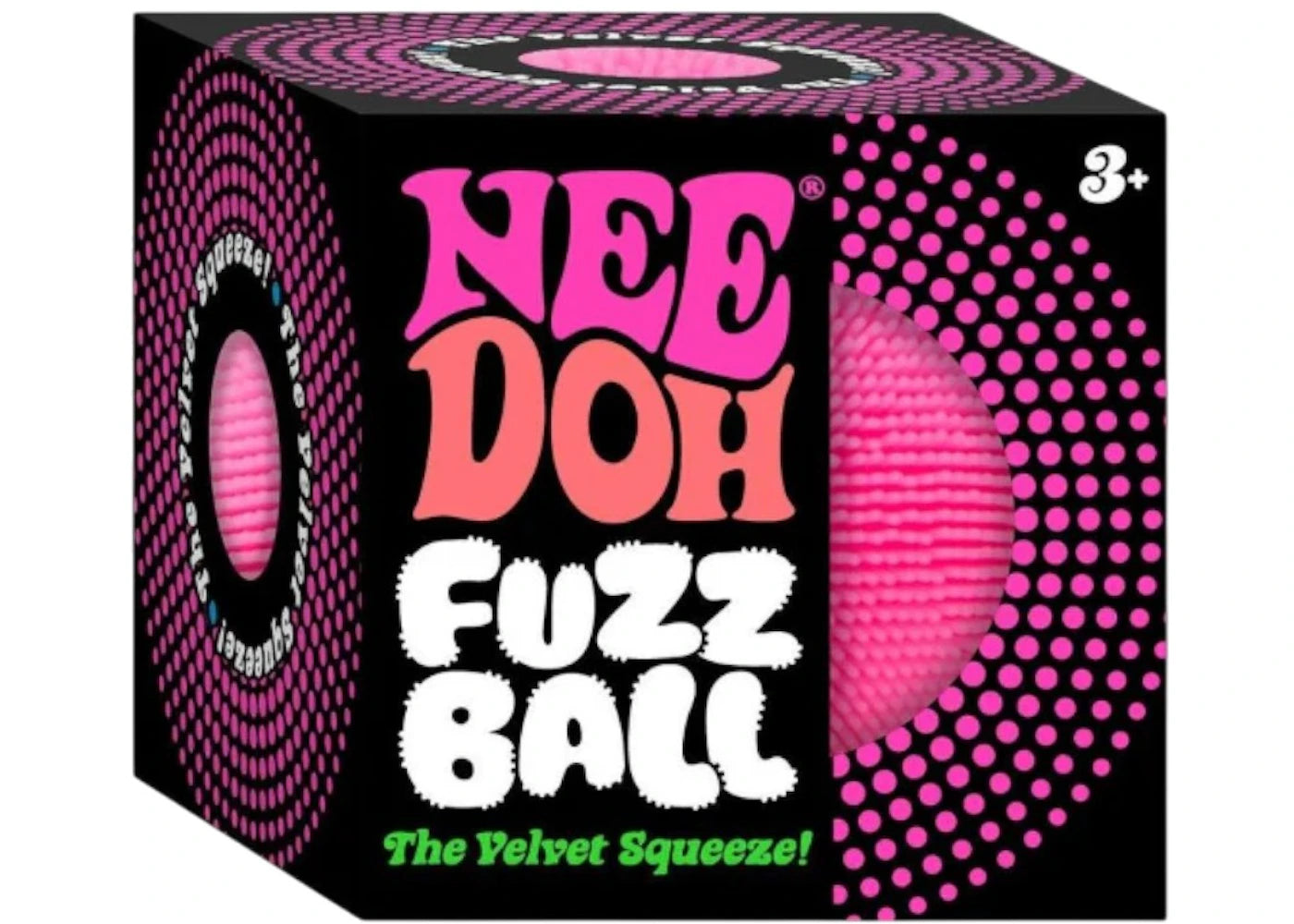 NeeDoh Fuzzball The Velvet Squeeze Squishy Fidget Toy Pink -1