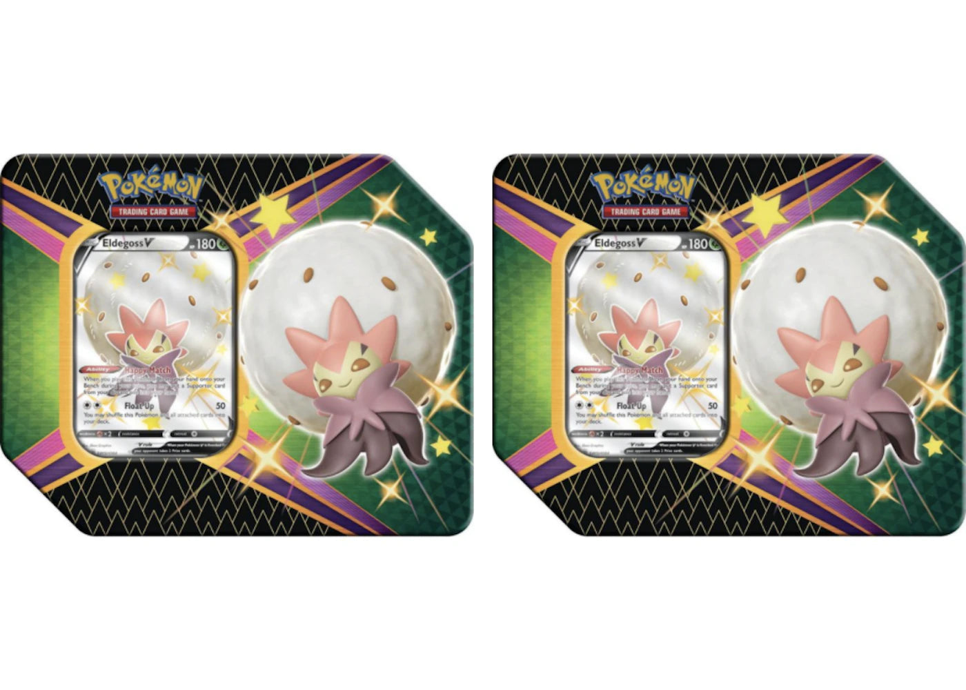 Pokémon TCG Sword & Shield Shining Fates Eldegoss V Tin 2X Lot (6 Booster Packs) -1