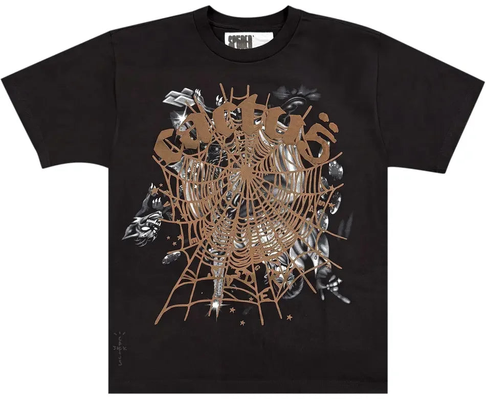 Sp5der x Travis Scott Cactus Jack Airbrush T-shirt Black