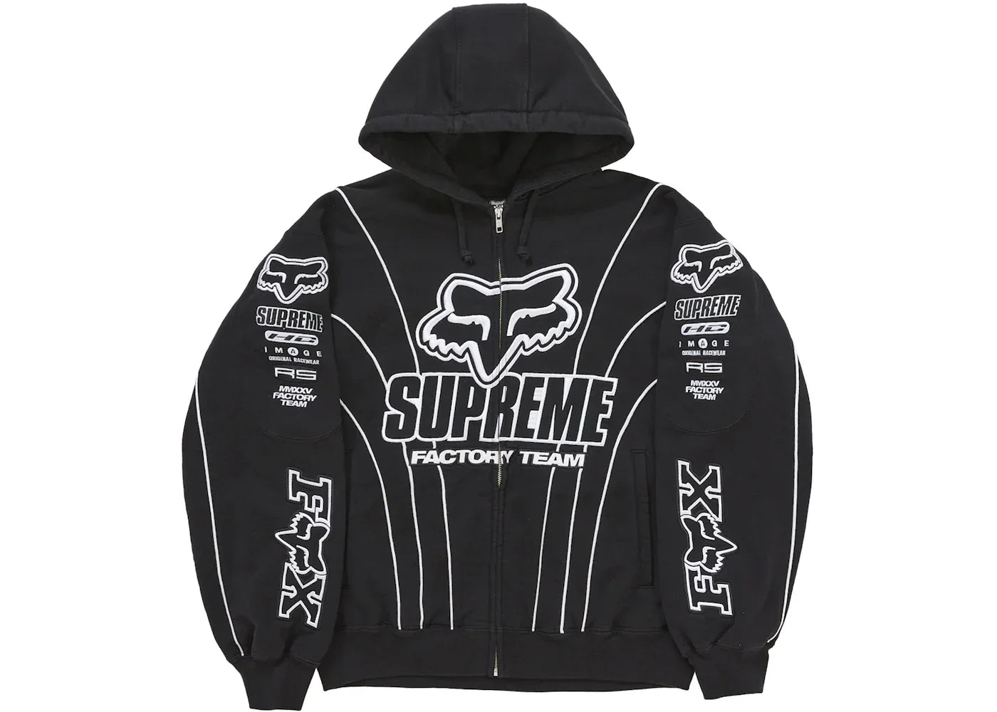 Supreme Fox Racing Zip Up Hooded Sweatshirt Black