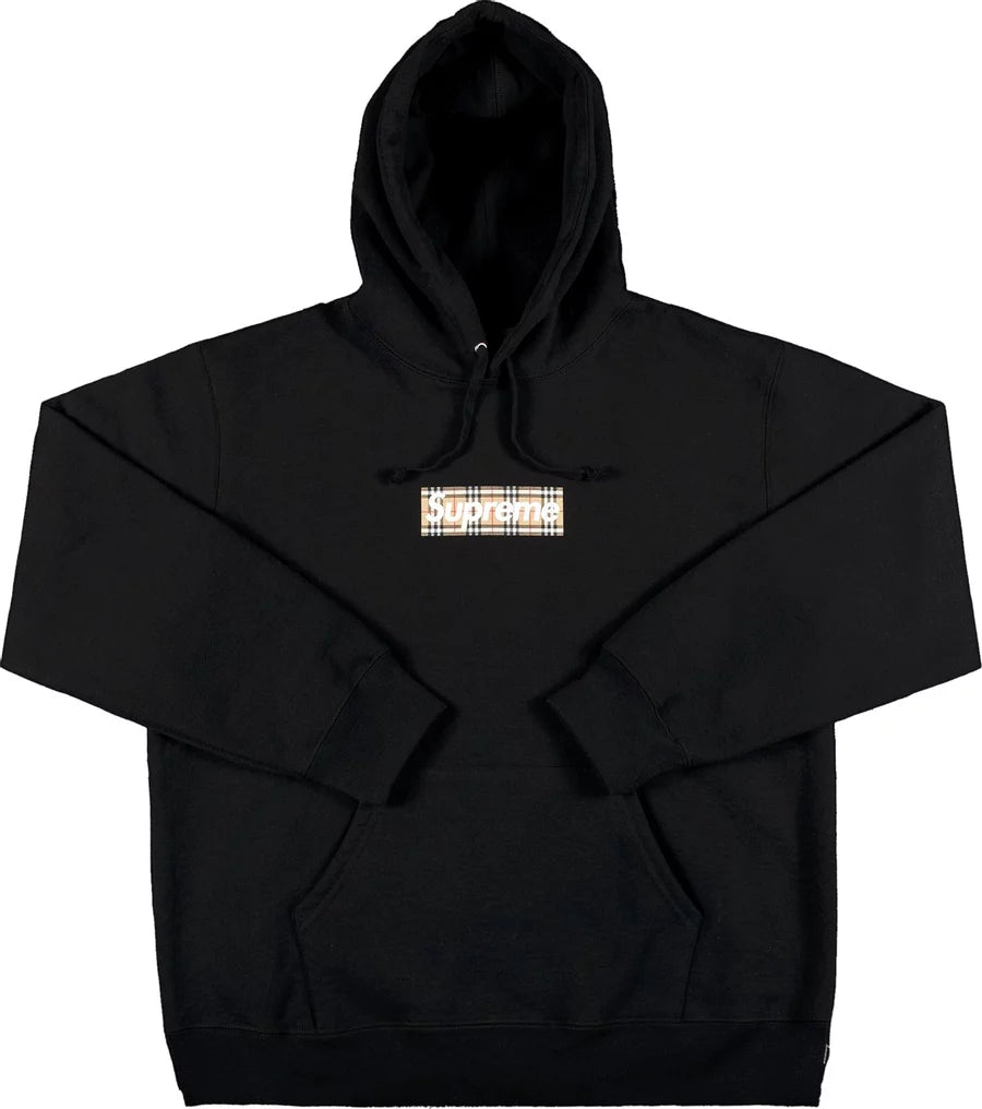 Supreme Burberry Box Logo Hooded Sweatshirt Black MTHOR SHOP