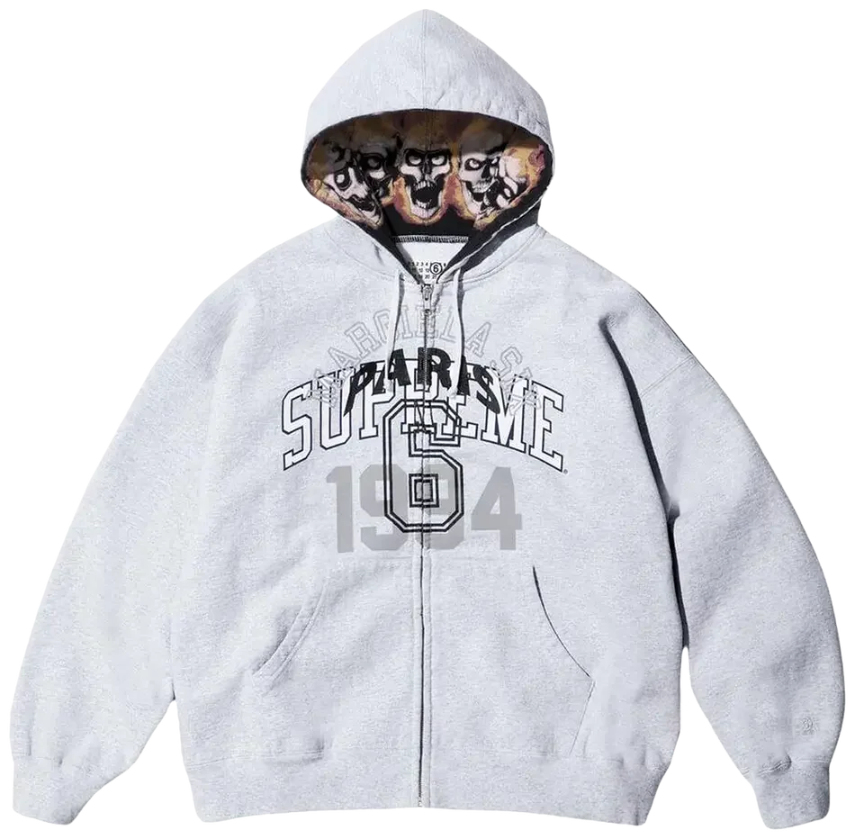 Supreme MM6 Maison Margiela Zip Up Hooded Sweatshirt Ash Grey