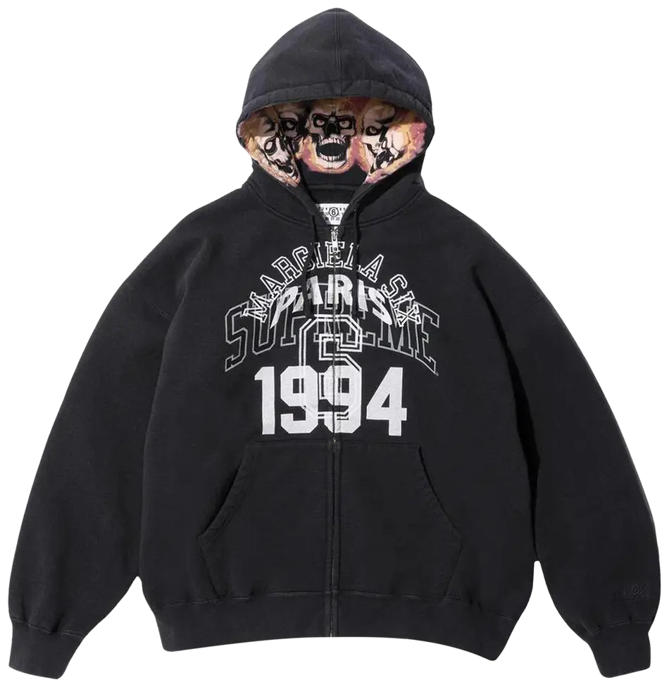 ˚✧₊⁎⁺˳✧༚muri˚✧₊⁎⁺˳✧༚ 8/21 Supreme MM6 Maison Margiela Zip Up Hooded Sweatshirt Black