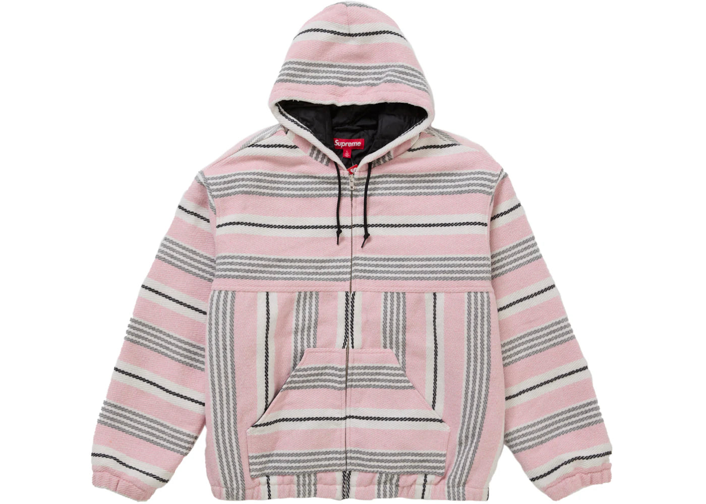 Supreme Woven Stripe Hooded Jacket Pink -1