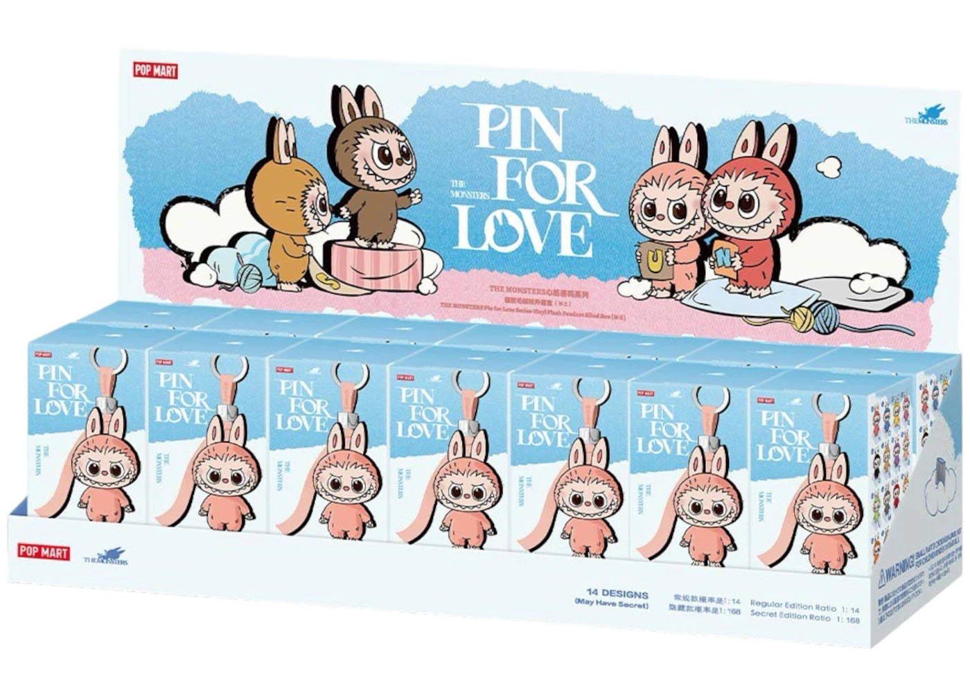 Pop Mart Labubu The Monsters Pin for Love Series Vinyl Plush Pendant (N-Z) Sealed Case (14 Blind Box)-1
