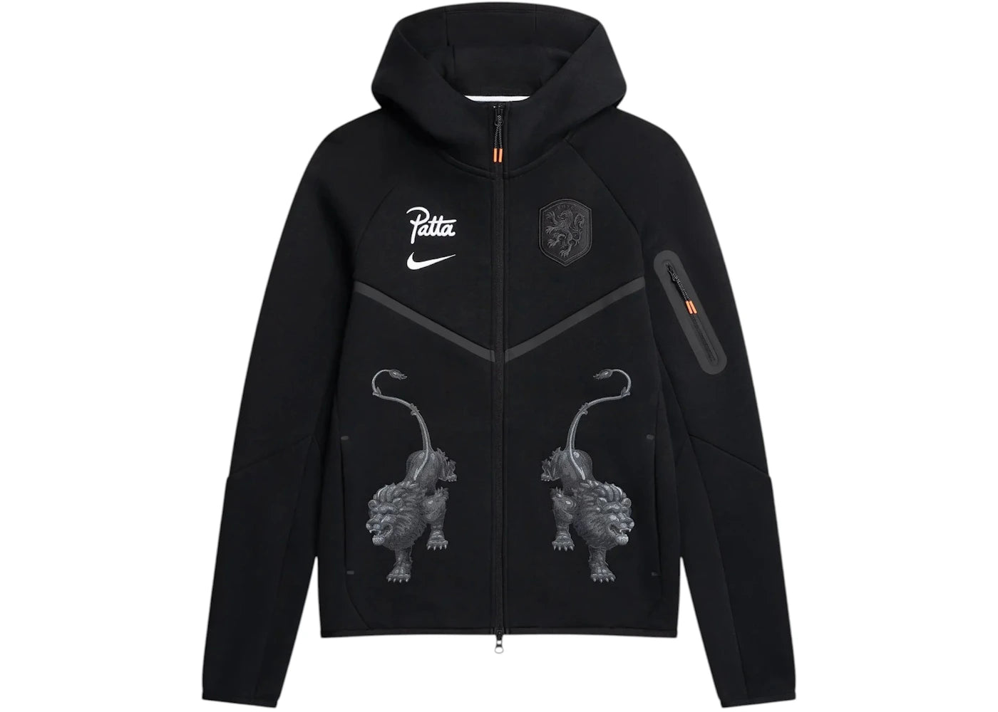 Nike x Patta x Netherlands KNVB Tech Fleece Zip Windrunner Hoodie Black -1