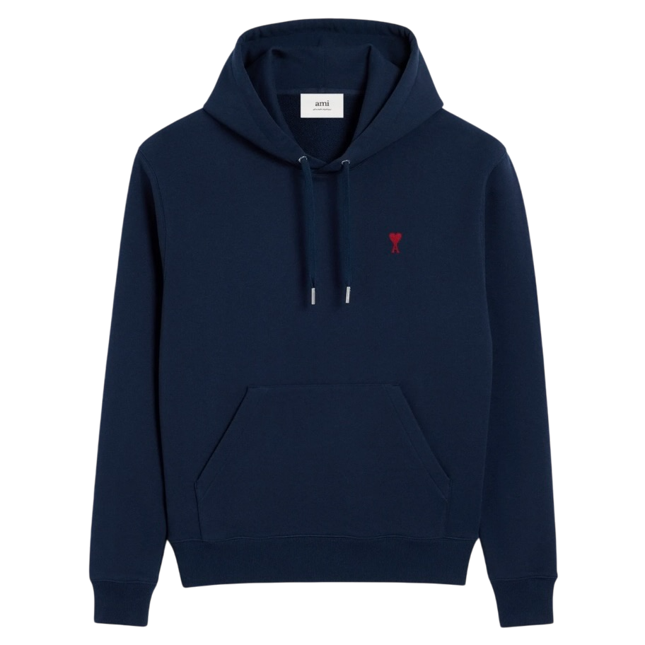 Hoodie Bleu Marine Ami de Coeur Rouge En Coton -1