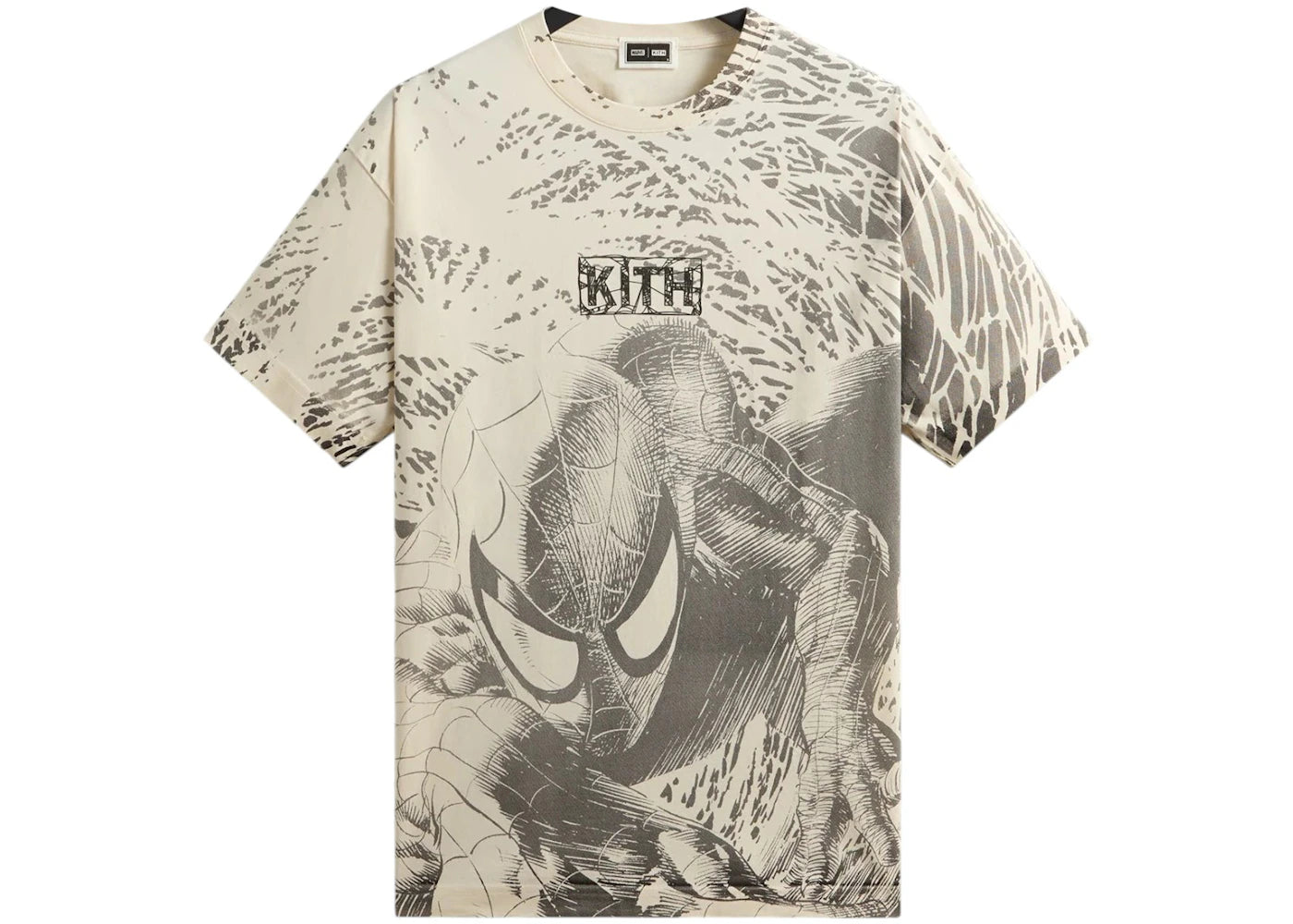 Kith x Marvel Spiderman All-Over Printed Vintage Tee Black -1