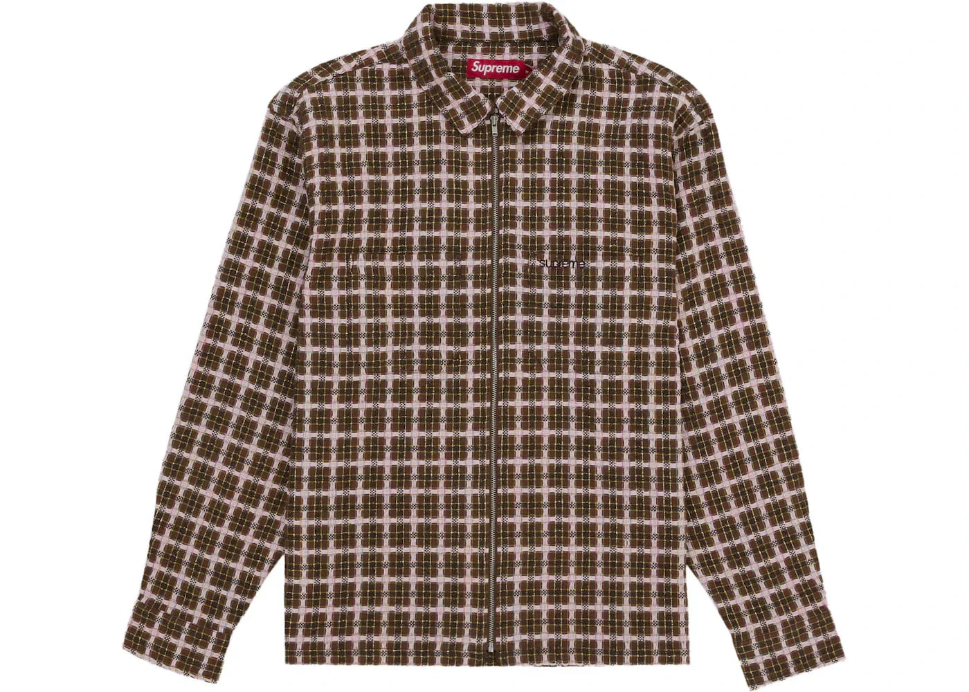 Supreme Metallic Plaid Zip Up Shirt Multicolor -1