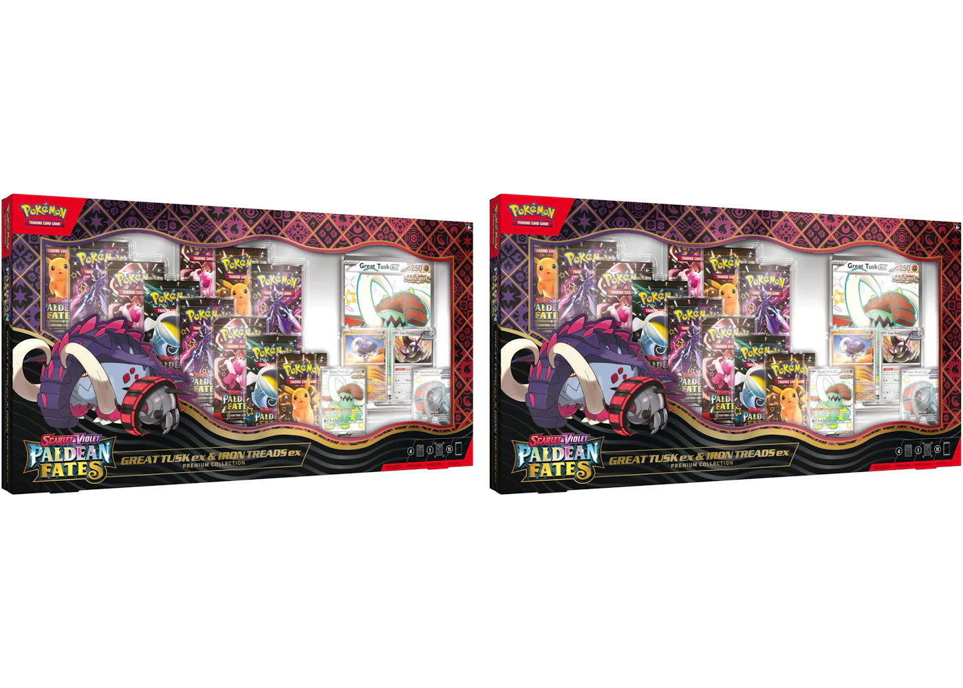 2025 Pokémon Scarlet & Violet Paldean Fates Great Tusk ex & Iron Treads ex Premium Collection Box 2x Lot -1