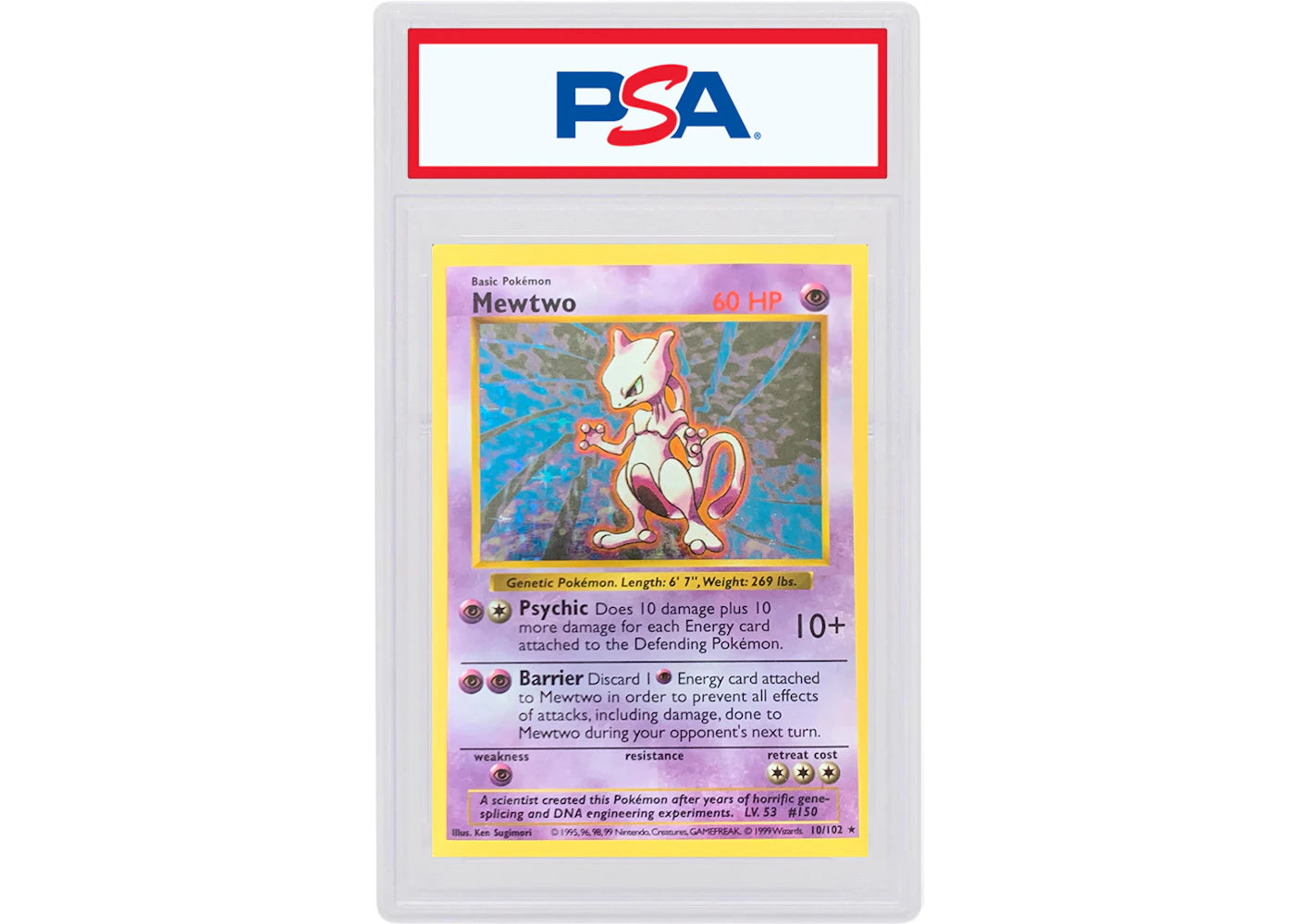 Mewtwo-Holo 1999 Pokemon TCG Base Set Shadowless #10/102 (PSA or BGS Graded) -1