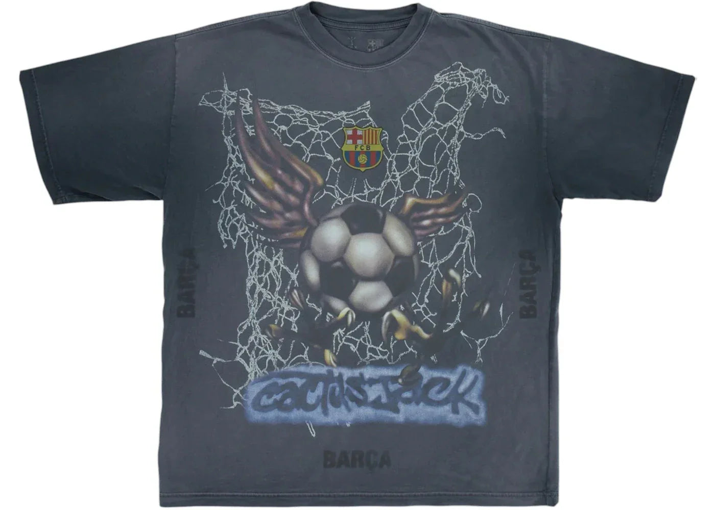 Travis Scott x FC Barcelona Washed Spray Logo Tee Black