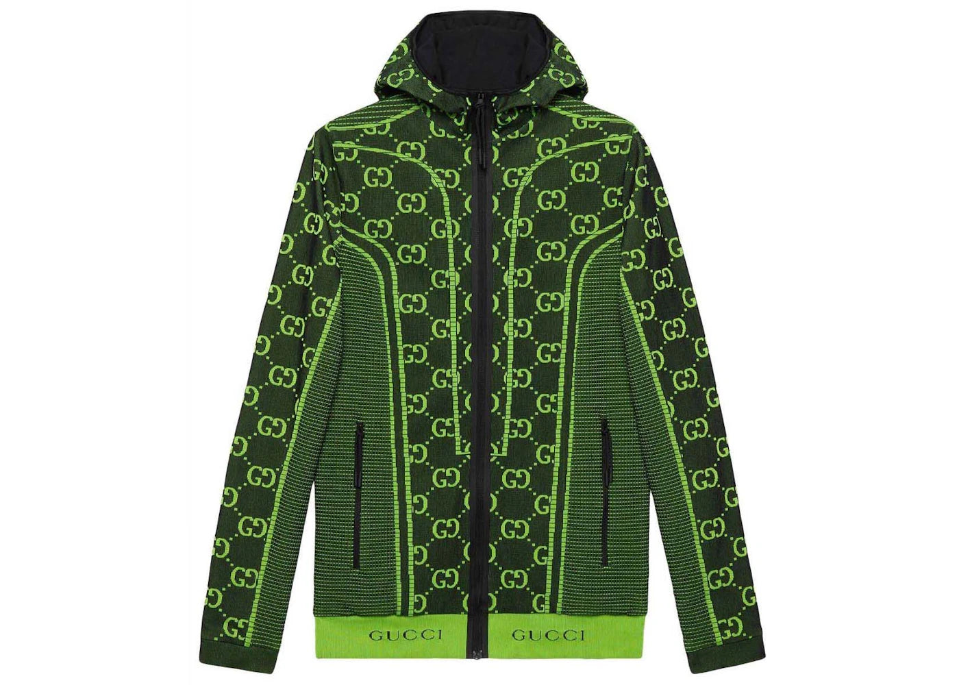 Gucci GG Tubular Jersey Zip Jacket Black/Green -1
